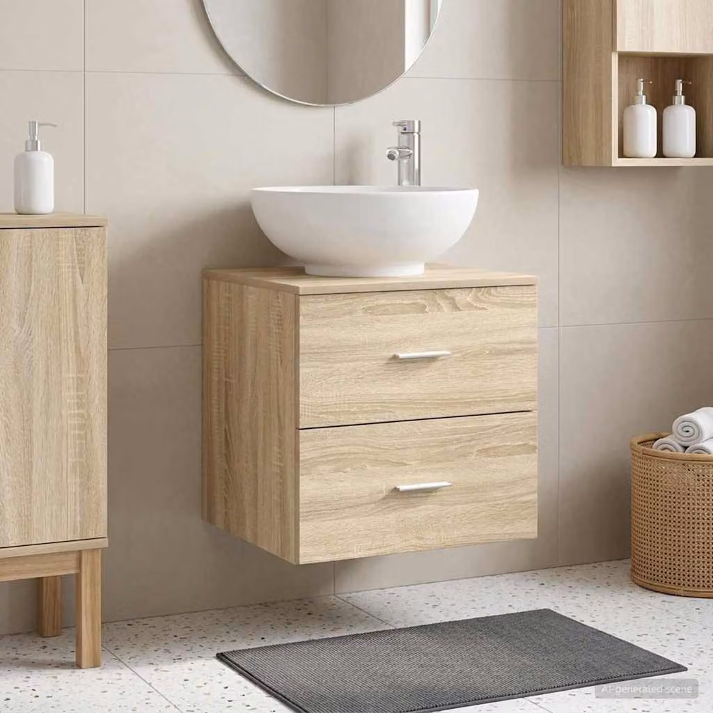 Mobile Lavabo da Parete vidaXL in Rovere Sonoma Marrone L: 49,5 cm, P: 44,5 cm, H: 66,5 cm