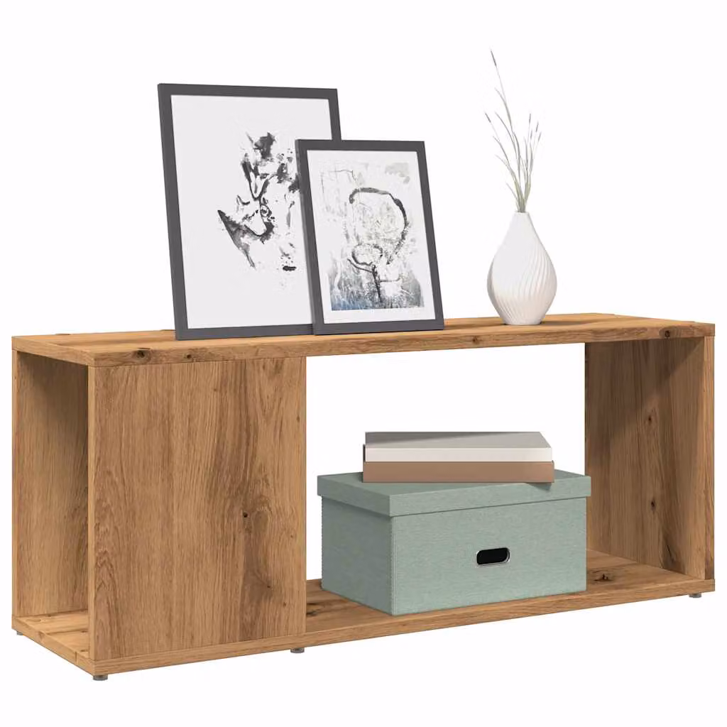 Mobile Porta TV vidaXL Rovere Artigianale Marrone in Legno e MDF con Ruote L 80 cm, P 24 cm, H 32 cm