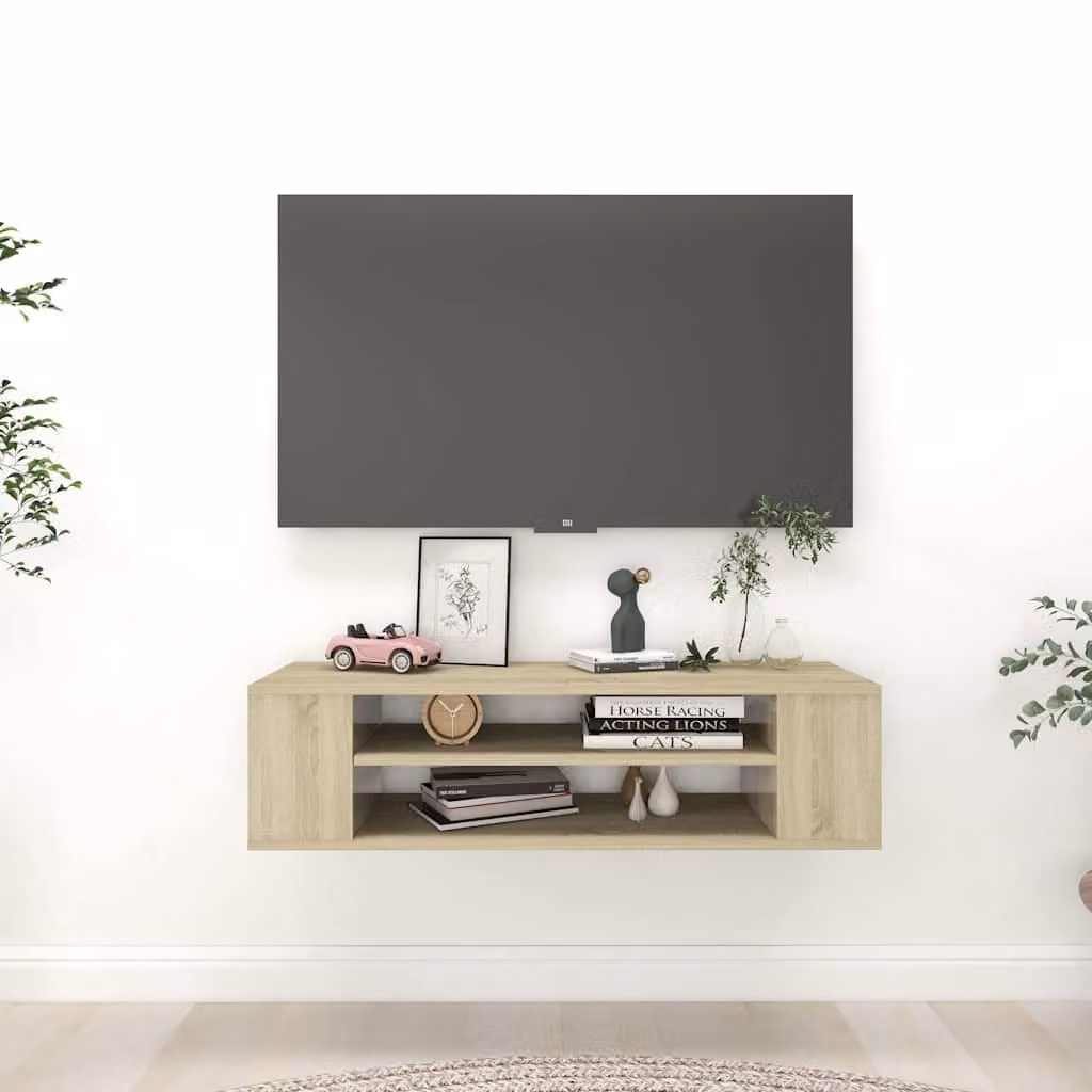 Mobile TV Pensile vidaXL in Rovere Sonoma e Legno Multistrato, L 100 x P 30 x H 26,5 cm