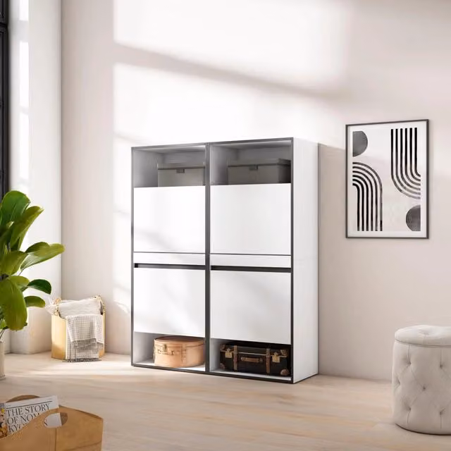 Scarpiera, 120x35x145cm, Camera da letto, Armadio, Bianco RF3513