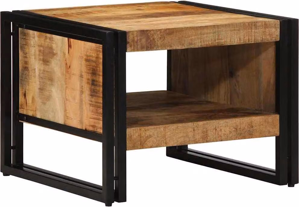Tavolino da Salotto 50x50x38 cm Legno Massello di Mango Grezzo