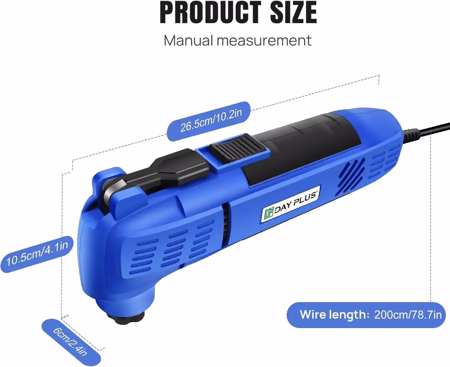 Utensile multifunzione oscillante elettrico - 300 W - 22000 giri/min - Angolo di oscillazione di 3° - Sistema di cambio rapido per le lame - 15 accessori - Colore: blu