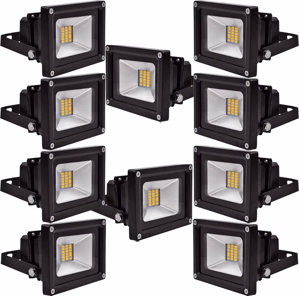 Greenmigo 10 pezzi, faretti LED SMD da 20 W, luce bianca calda, IP65, lampade da parete, illuminazione diffusa, illuminazione a fascio largo, lampade da giardino a LED, faretti da esterno
