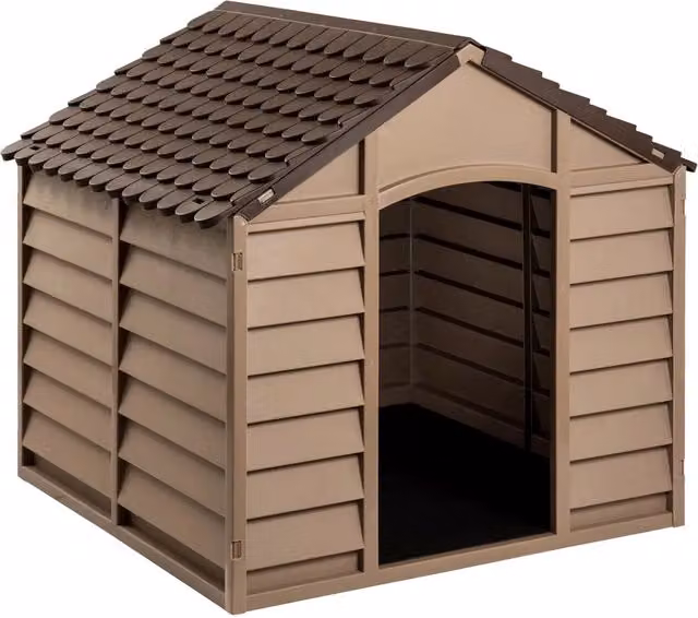 Casetta per cani DESIGN IN marrone in plastica resistente alle intemperie L: 86 cm, P: 84 cm, H: 82 cm