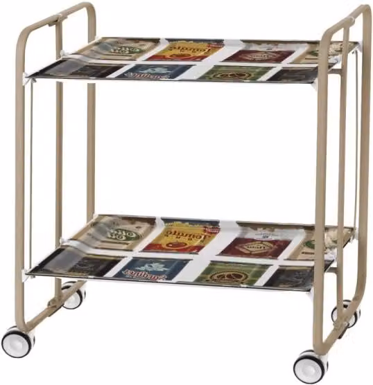 Carrello da cucina pieghevole Don Hierro con 2 ripiani e ruote, colore sabbia, L/P/H: 72 x 43 x 66 cm – 1