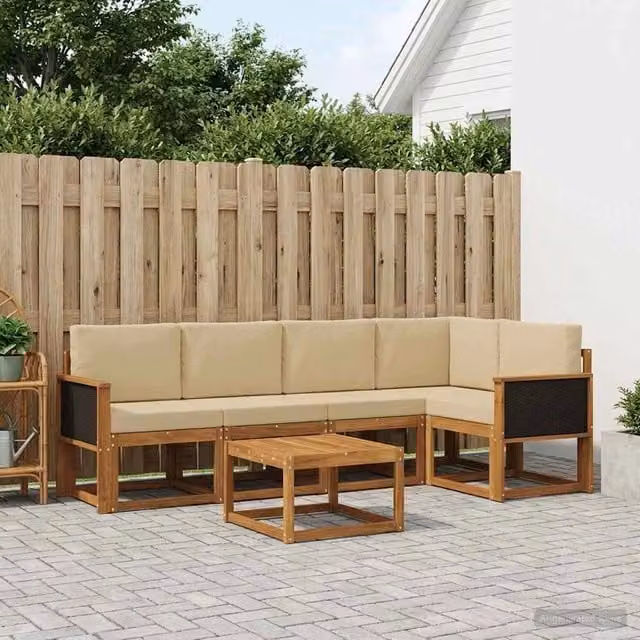 Set di divani da esterno 6 pz Naturale e Beige 3385224