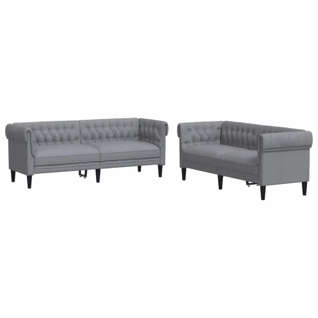 Set di 2 divani moderni vidaXL in tessuto grigio con struttura in legno e cuscini inclusi L: 201,5 cm, P: 74,5 cm, H: 74,5 cm – 2