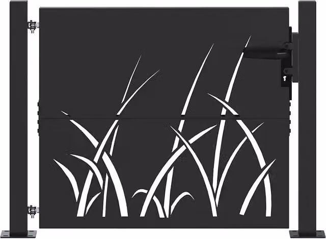 Cancello da giardino con blocco Nero 110 x 105 cm CFW5048025