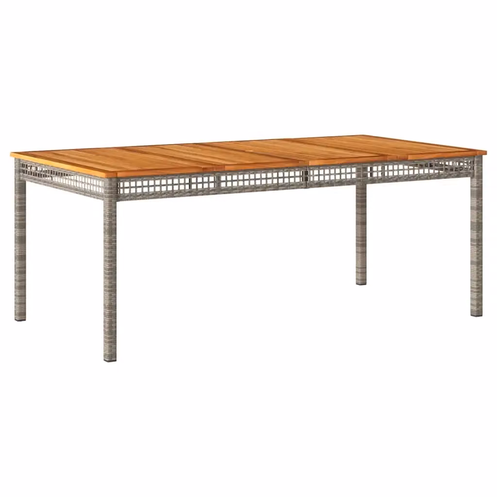 Tavolo da giardino rettangolare estensibile vidaXL in polyrattan e legno di acacia, grigio e marrone, L: 180 cm, P: 90 cm, H: 75 cm – 2