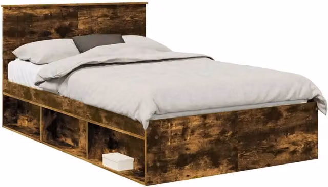 Letto matrimoniale | Letto per adulti | Struttura del letto Rovere fum¨¦ 120 x 190 cm Pino massello