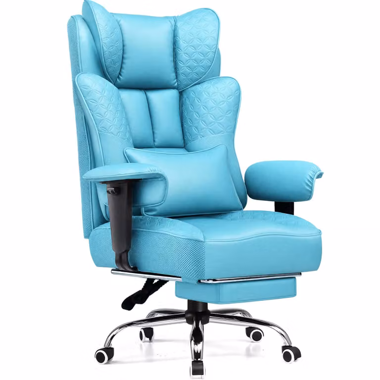 Sedia da gaming GTPLAYER, sedia da ufficio ergonomica con poggiapiedi, schienale e braccioli regolabili a 150°, sedia da computer/direzione, portata 180 kg, AZZURRO