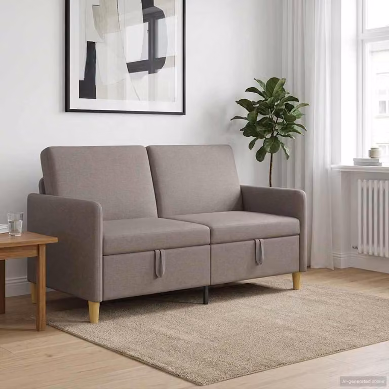 Divano moderno vidaXL con contenitore e seduta apribile, rivestimento in tessuto beige o grigio, L 152 x P 78 x H 87 cm