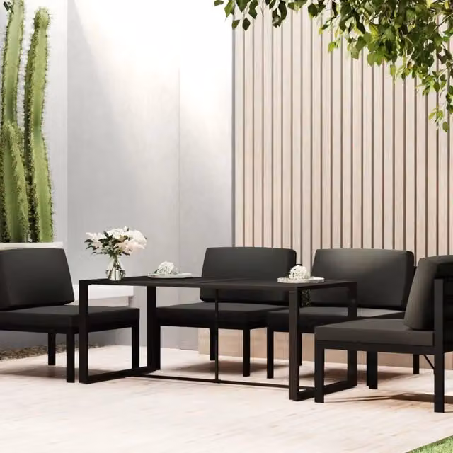 Tavolo da pranzo rettangolare per esterni vidaXL in alluminio antracite L/P/H: 120 x 60 x 66 cm