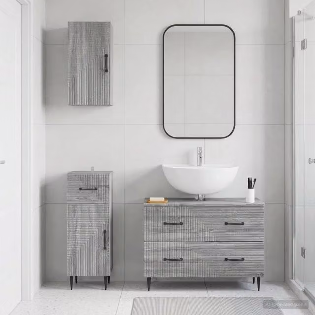 Set di armadietti da bagno in 3 pezzi HAARLEM Sonoma grigio 3417780