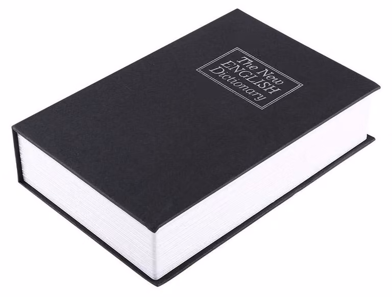 Cassaforte nera a libro, scatola di stoccaggio nascosta, dimensioni 24 x 15,5 x 5,5 cm