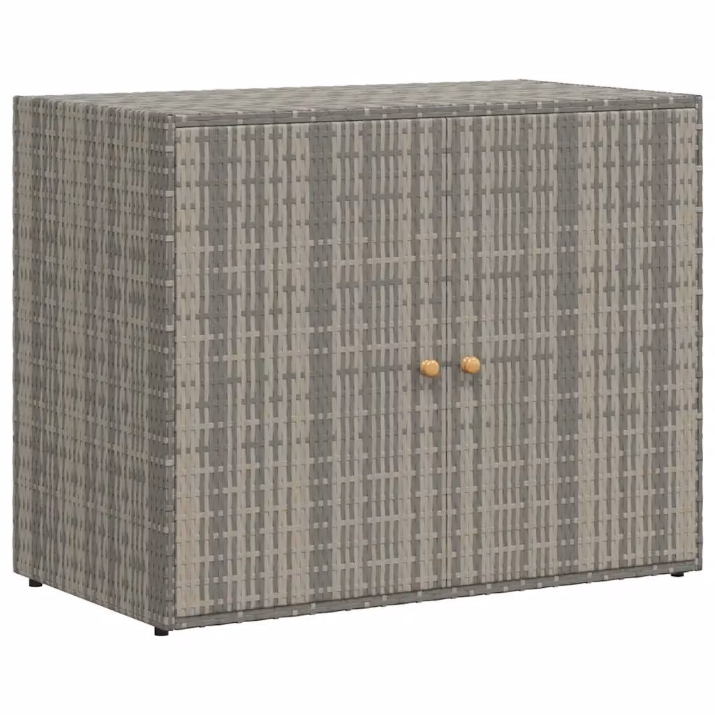 Mobile Portaoggetti da Giardino vidaXL in Polyrattan e Legno di Acacia Grigio L: 100 cm, P: 55,5 cm, H: 80 cm – 2