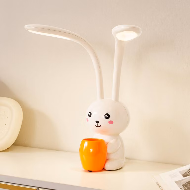 Lampada da scrivania Haas Lindby, dimmerabile, Crema / Ambra, Cameretta, Plastica, Giovanile, Lampada da tavolo LED