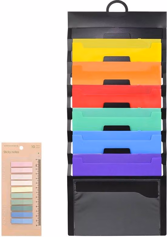 Organizer da appendere con 6 scomparti, organizer grafico da appendere, arredo per ufficio e scuola con scomparti portaoggetti