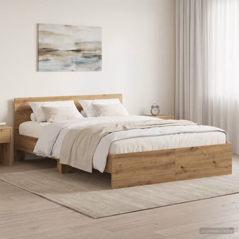 Struttura letto con testata vidaXL in legno color marrone, L 120 x P 200 cm
