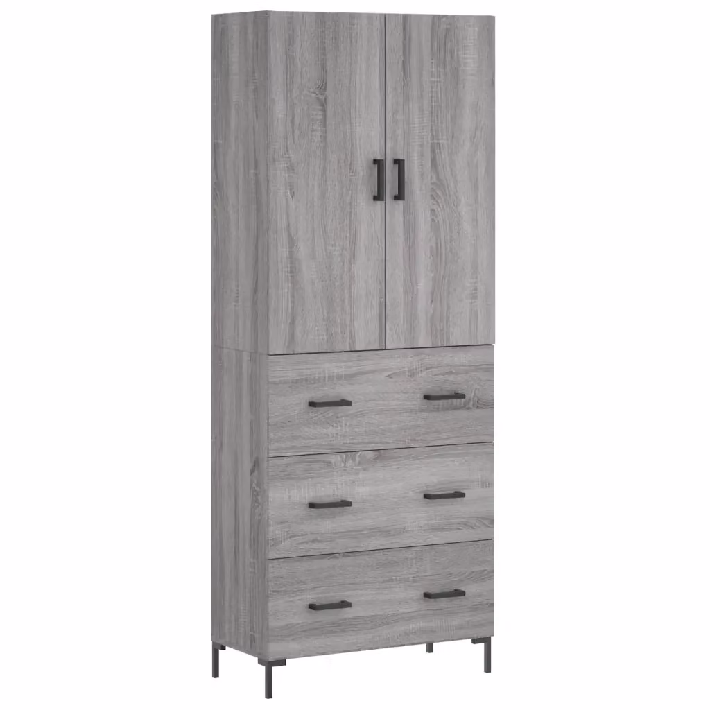 Credenza moderna vidaXL in legno e metallo, colore grigio, L: 69,5 cm, P: 34 cm, H: 180 cm – 2