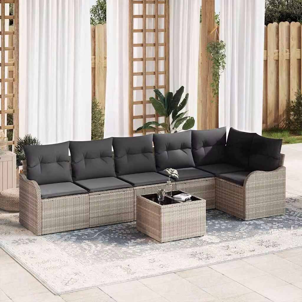 Maison Exclusive - Set Divano da Giardino Grigio chiaro polyrattan
