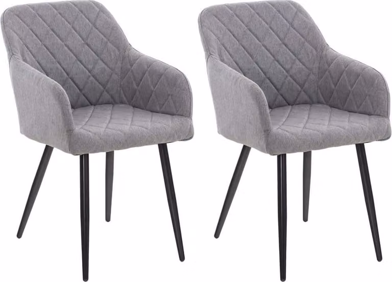set di 2 sedie da pranzo - braccioli - comfort eccezionale | Colore: Grigio | Materiale: Polvere