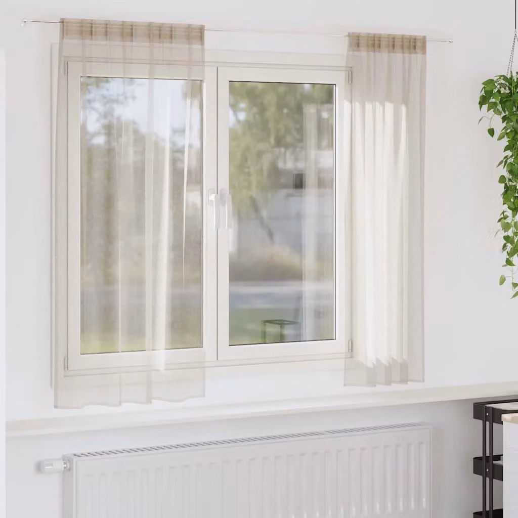 Set di 2 tendaggi in velo vidaXL color sabbia/beige in poliestere L: 175 cm x H: 140 cm