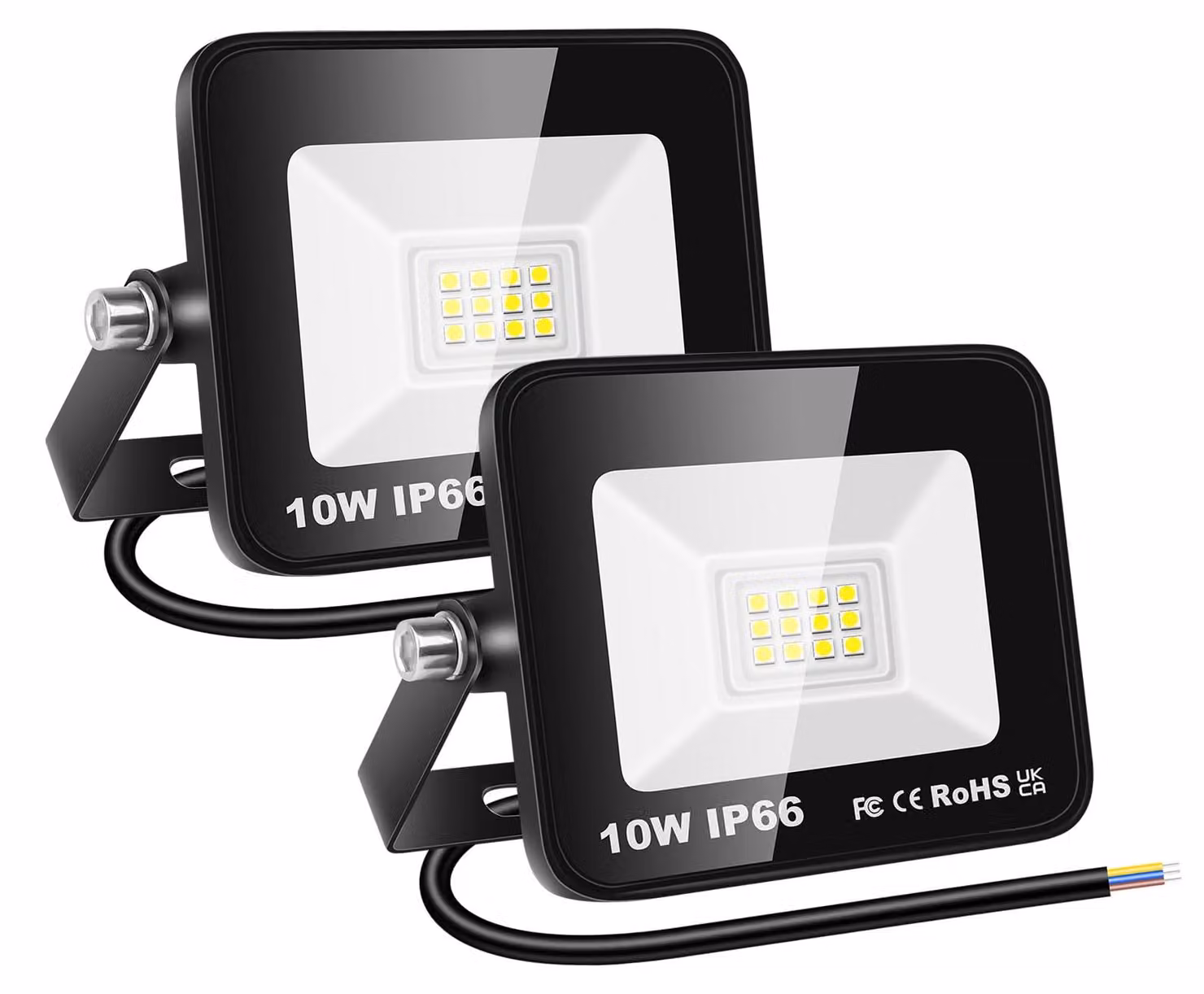 2 faretti LED da esterno, 10W, 1000 lumen, luce bianca fredda