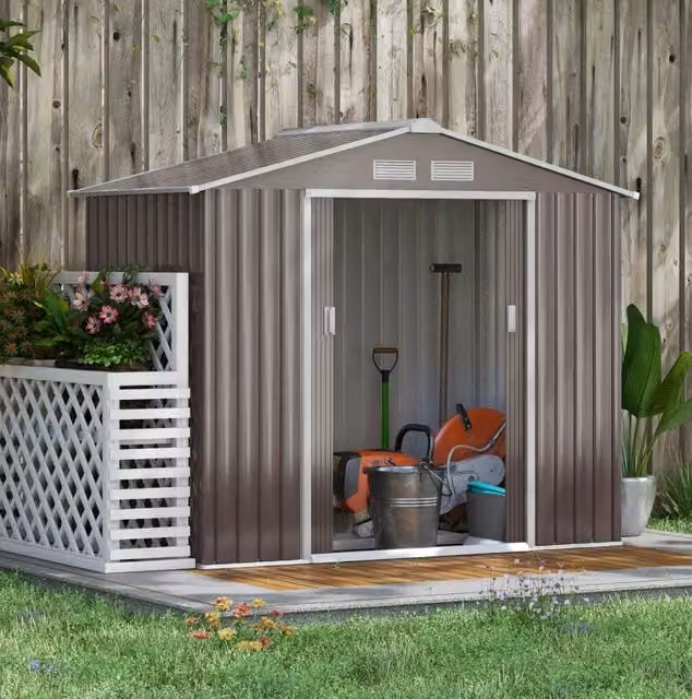 Casetta da giardino in acciaio 213x130x185 cm; grigio
