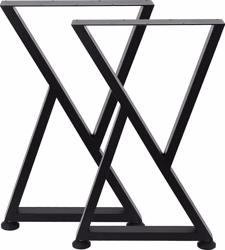 Gambe per tavolo in ferro - Struttura a X - 2 pezzi - Per carichi pesanti - Per tavolo da pranzo e scrivania - 71 x 46 cm - Effetto legno