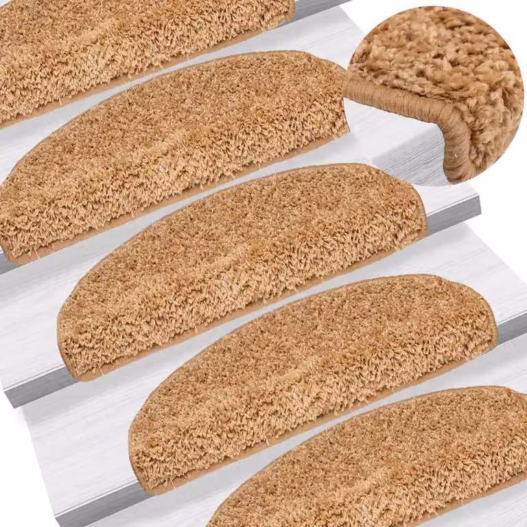 Set di 10 tappetini per scale semicircolari vidaXL Beige L: 65 cm, P: 40 cm, H: 4 cm
