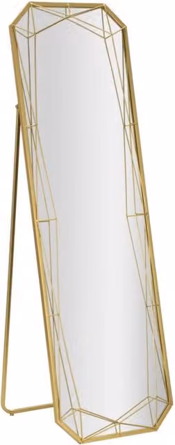 Specchio da terra rettangolare Vikasa Home con struttura geometrica in metallo oro, L: 52 cm, H: 159 cm