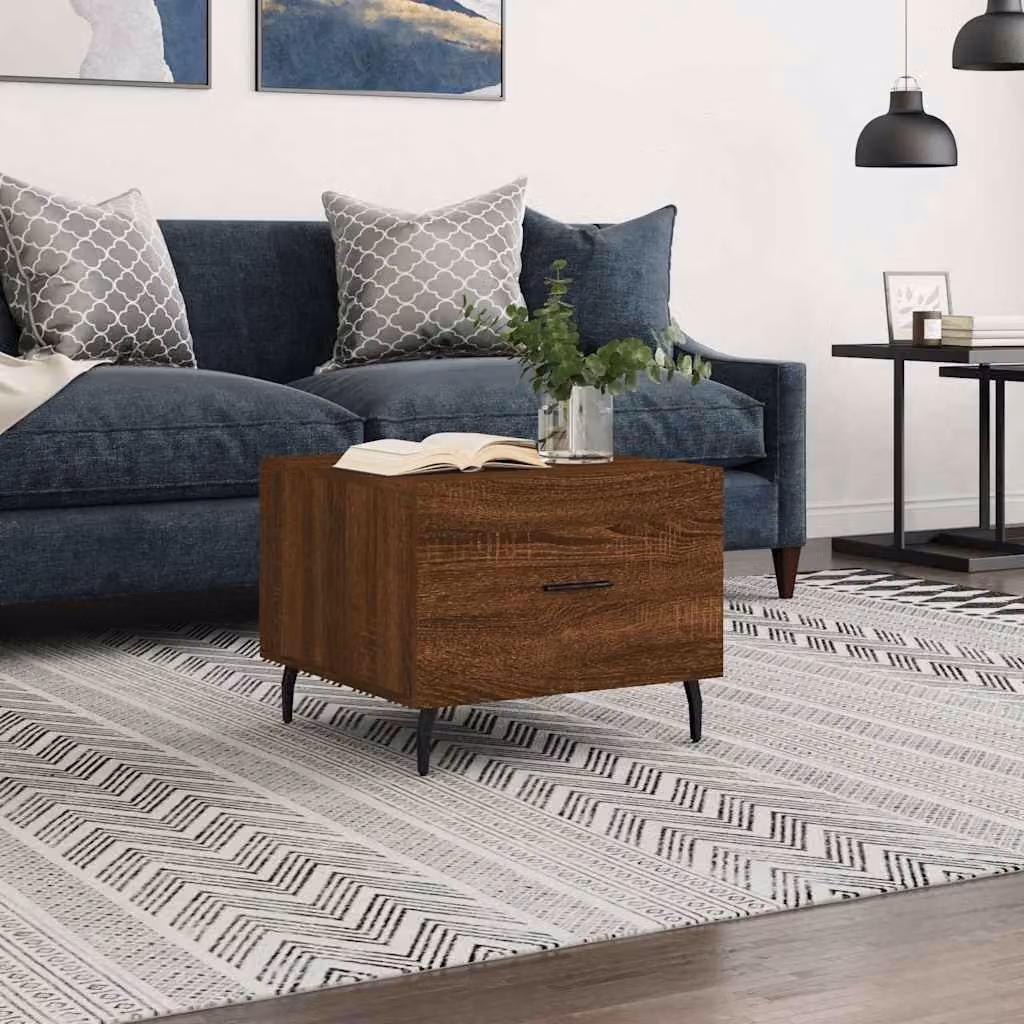 vidaXL Tavolino da Salotto Moderno in Legno Rovere Marrone L/P/H: 50 x 50 x 40 cm