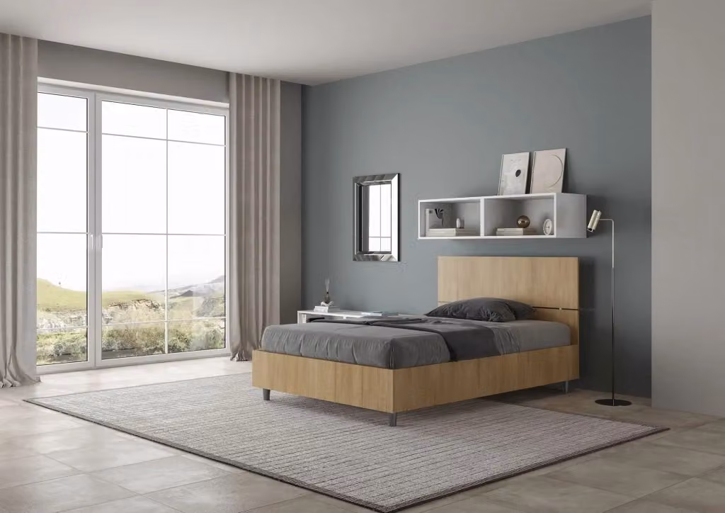 Letto 1 Piazza e Mezzo Demas GIORDANOSHOP con Contenitore e Rete, Colore Quercia Natura, L/P/H: 120 x 200 x 127 cm – 2