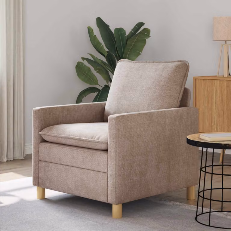 Divano beige vidaXL in poliestere per il tuo soggiorno L/P/H: 76 x 81 x 87,5 cm