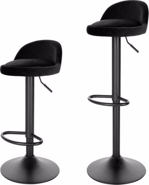 Set di 2 sedili con schienale in velluto - stile moderno e elegante - rivestimento in velluto - schienale - rotelle - design eterno - struttura robusta - colore nero