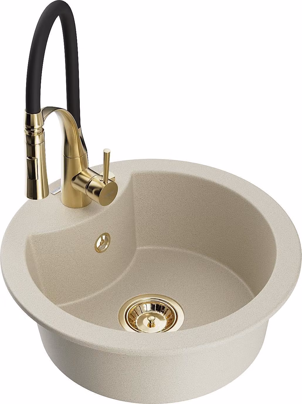 Mexen Diego lavello in granito a 1 vasca con rubinetto da cucina Aster, beige - 6512-69-73450-57-G