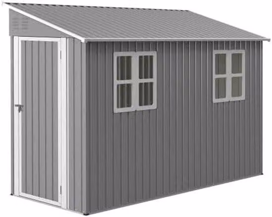 Tettoia da giardino in metallo - Outdoor - Resistente alle intemperie - Modello ad appoggio con finestre - 12 x 3 m - Grigio