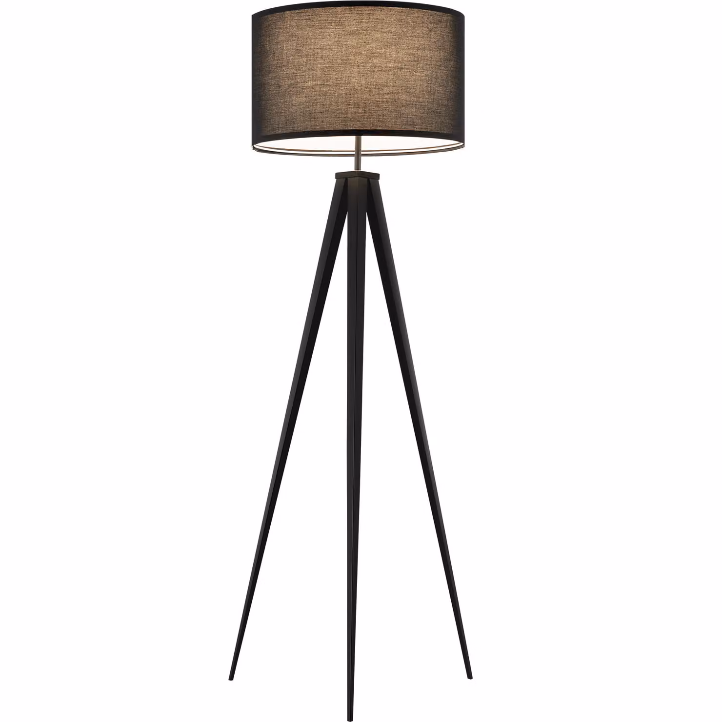 Lampada da terra Lunaris tectake con treppiede in metallo e paralume in tessuto bianco, colore nero, H: 158 cm, L: 57 cm, P: 57 cm – 2