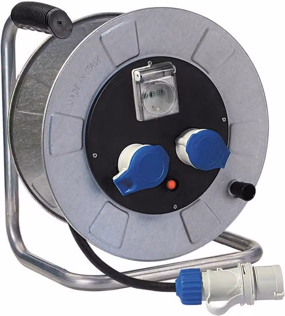 Avvolgicavo Fme 14.370 a 2 poli da 30 m, 220V, in metallo rosso e grigio