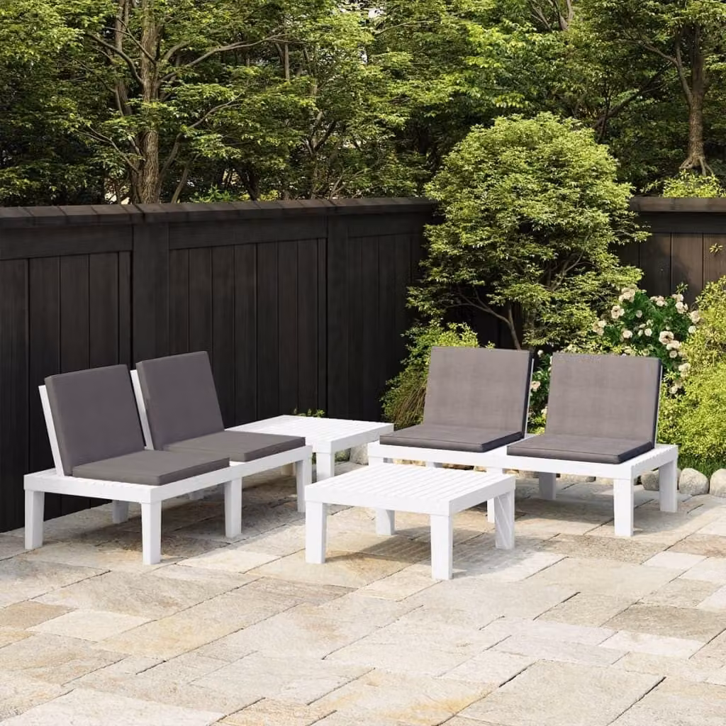 Maison Exclusive - Set Divani da Giardino con Cuscini 4 pz in Plastica Bianco