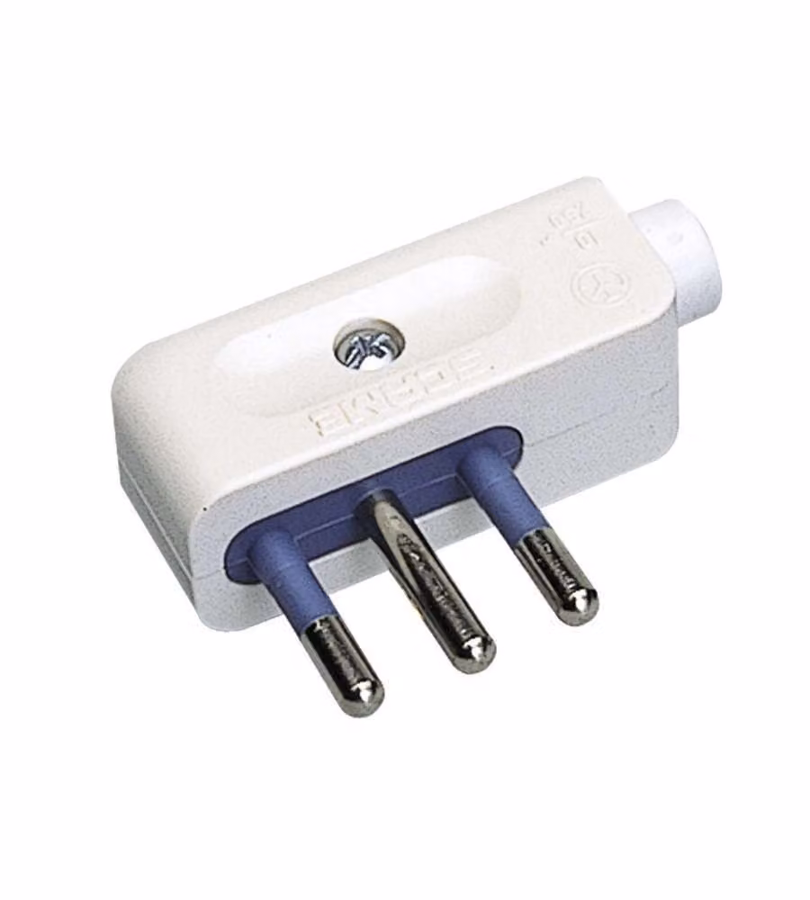 Poly Pool Spina Salvaspazio 10A 2P + T Bianco Uscita Cavo a 90°