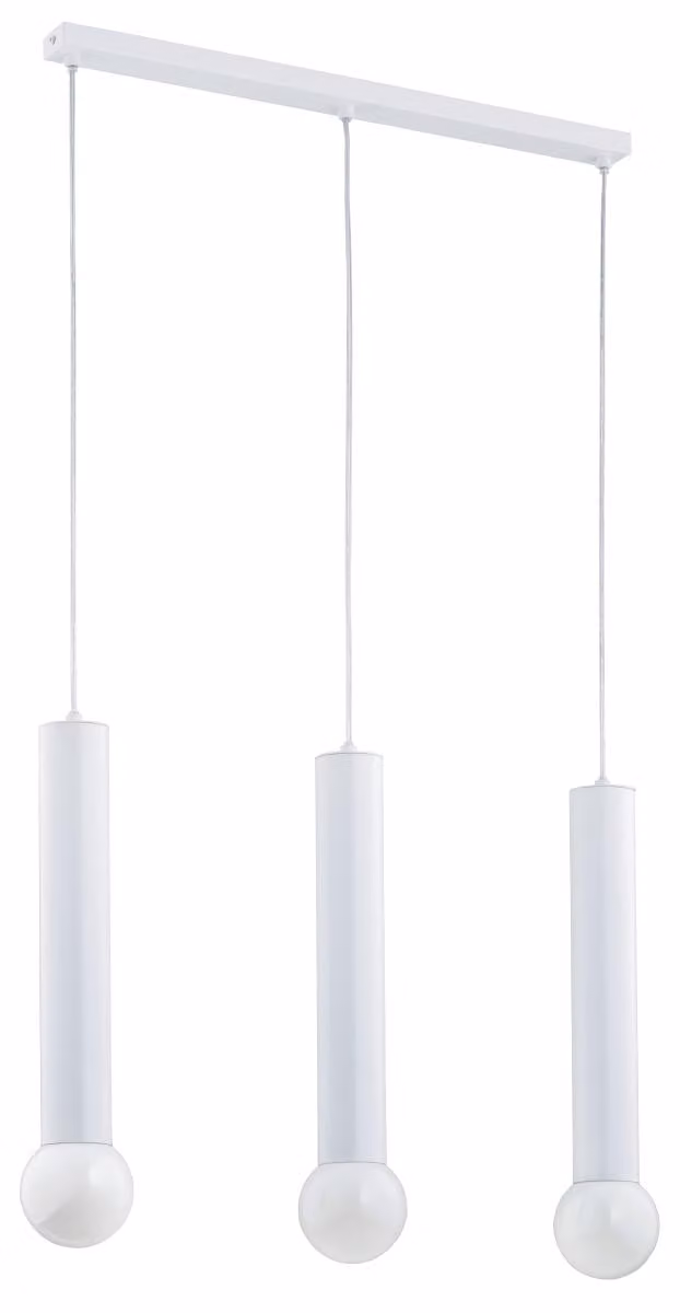 Lampada a sospensione a tubo TWISTER bianca 3xE27x15W in metallo, dimensioni: 90x5,5x60 cm, IP20, Alfa