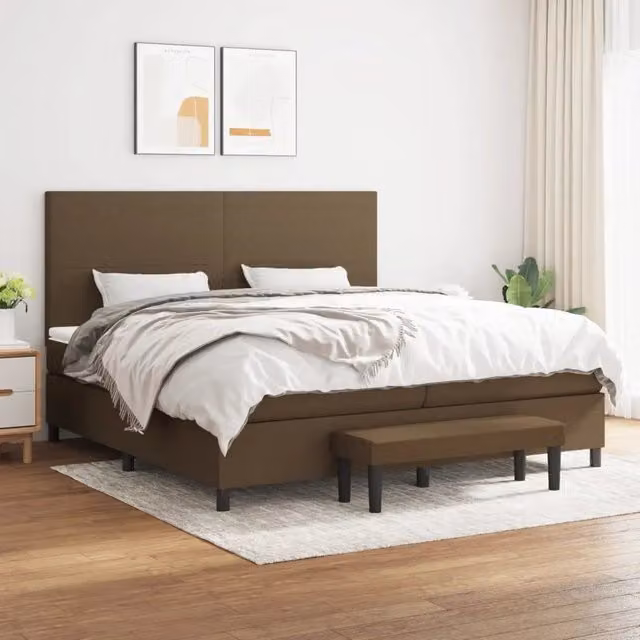 Letto Ibrido con Giroletto a Molle e Materasso vidaXL, Marrone e Bianco, L/P/H: 200 x 200 x 31 cm