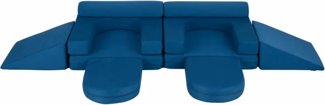Divano da gioco per bambini trasformabile tessuto suede e schiuma ad alta elasticit¨¤, Poltrona modulare a 10 pezzi Blu