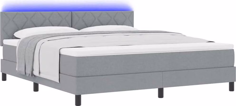 SYFAX™ Letto a molle con materasso Grigio chiaro 180 x 200 cm Tessuto