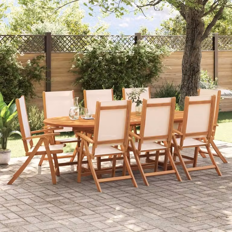 Maison Exclusive - Set da pranzo da giardino da 9 pezzi in legno massello di acacia e Textilene