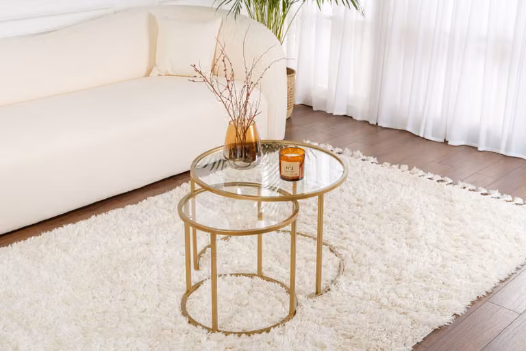 Skye Decor, Aurum - 60, 42 - Oro, trasparente, set tavolini da salotto, oro, 100% metallo, 42 x 42 x 39 cm