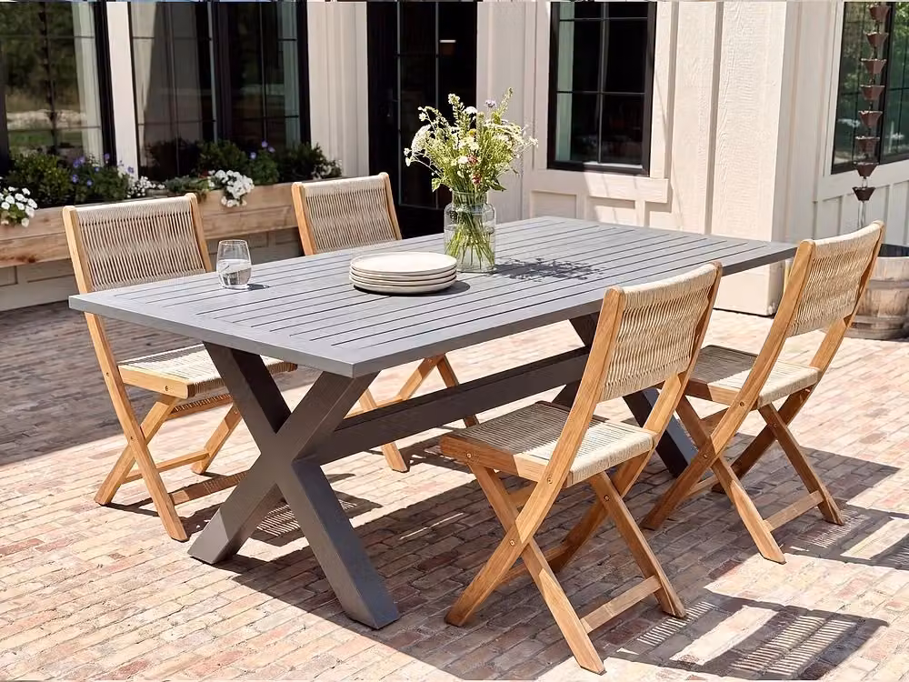Tavolo da pranzo rettangolare per esterno Beliani in alluminio grigio opaco L: 200 cm, P: 105 cm – 2