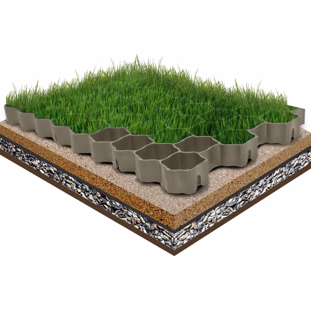 Set di 16 griglie per l'erba vidaXL in plastica verde, L/P/H: 60 x 40 x 3 cm